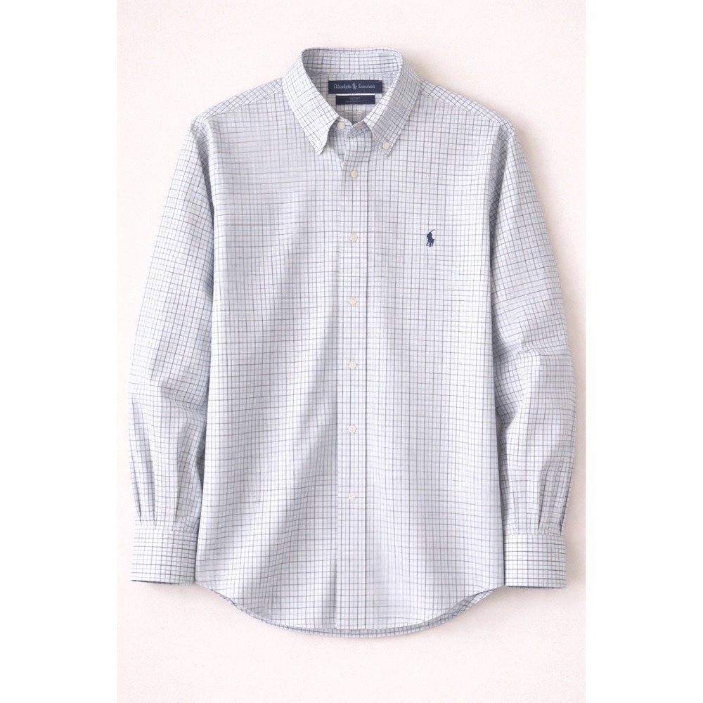 Polo Ralph‎ Lauren Mens Custom Fit Plaid Button Down Shirt XL Blue White